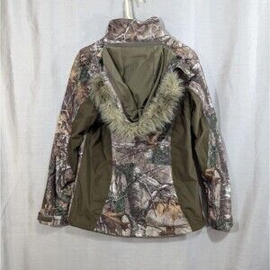 Cabela's Outfit Her Dry Plus Camo Hunting Hooded Coat & Jacket Layer Size SMALL